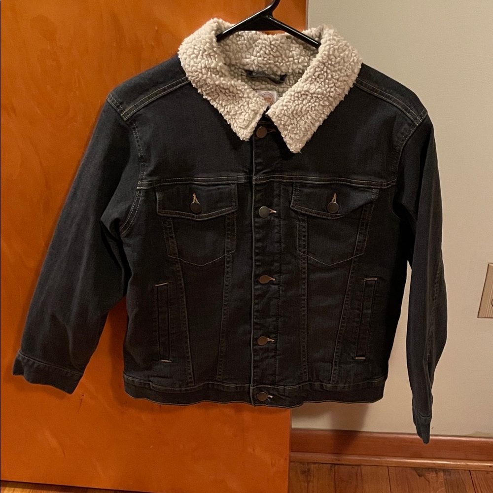 Wonder Nation Black Jean Jacket with Cream Collar
